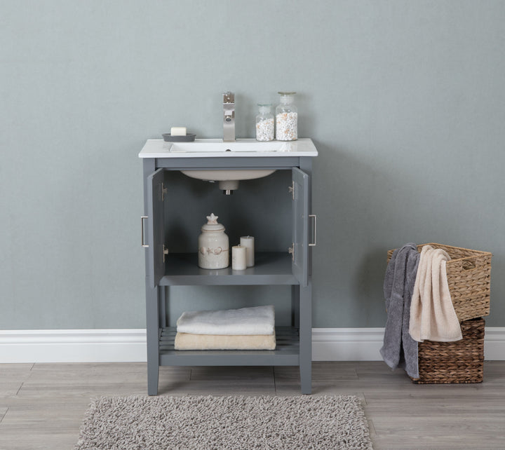 Legion Furniture WLF6023 Series KD 24" Single Sink Vanity in White Gray