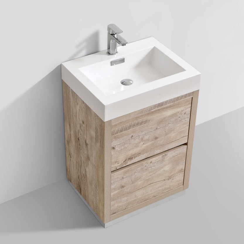 KubeBath Bliss 24" Nature Wood Free Standing Modern Bathroom Vanity FMB24-NW