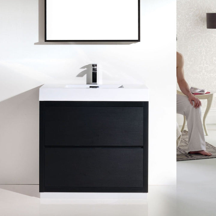 KubeBath Bliss 36" Black Free Standing Modern Bathroom Vanity FMB36-BK