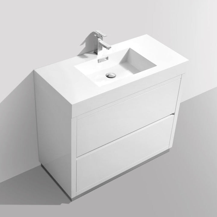 KubeBath Bliss 40" High Gloss White Free Standing Modern Bathroom Vanity FMB40-GW