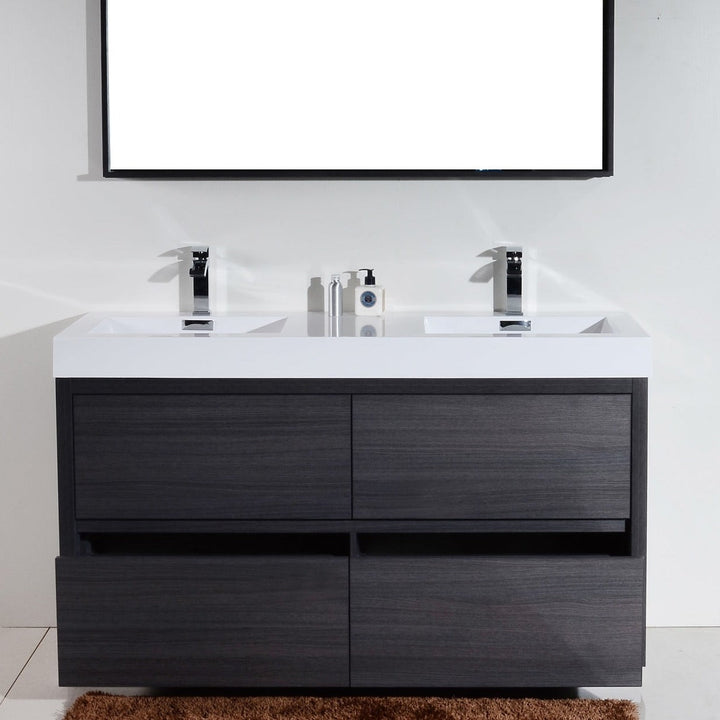 KubeBath Bliss 60" Double Sink Gray Oak Free Standing Modern Bathroom Vanity FMB60D-GO