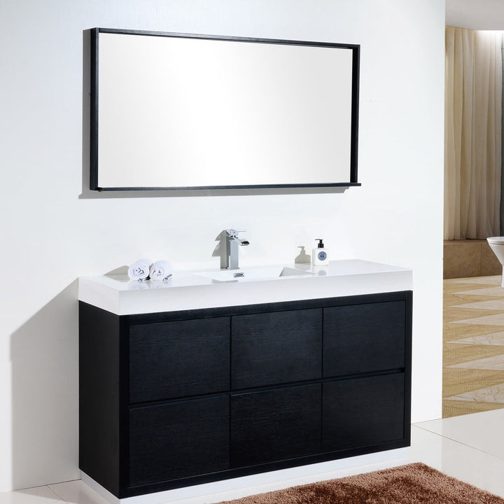 KubeBath Bliss 60" Single Sink Black Free Standing Modern Bathroom Vanity FMB60S-BK