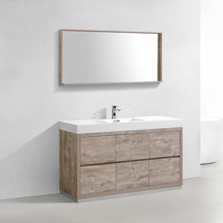 KubeBath Bliss 60" Single Sink Nature Wood Free Standing Modern Bathroom Vanity FMB60S-NW