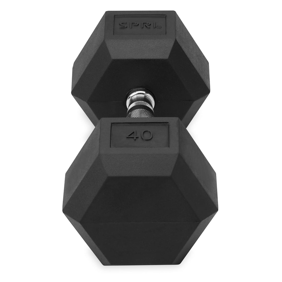 Deluxe 6-Sided Rubber Dumbbells - 30-45lb. Single Weights