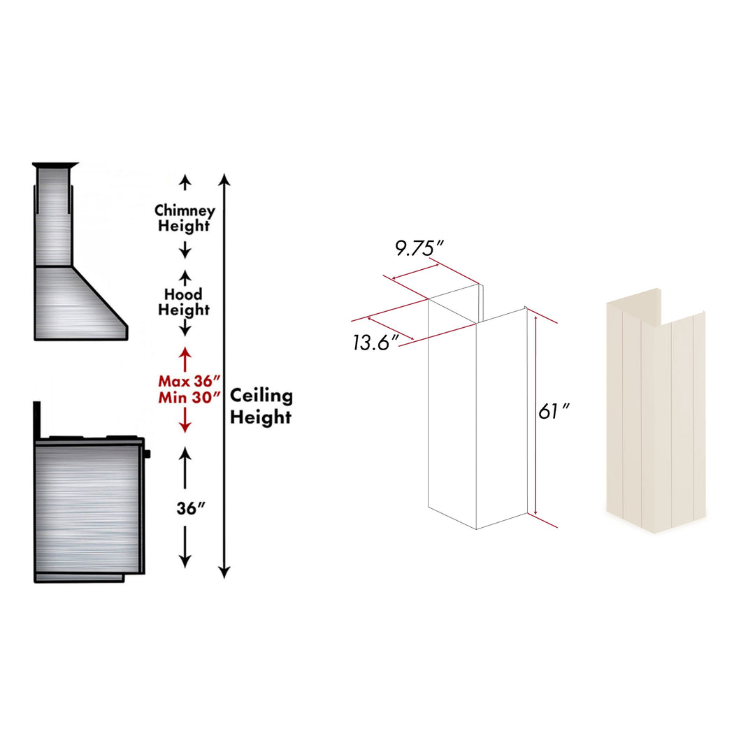 ZLINE 61 in. Wooden Chimney Extension for Ceilings up to 12 ft. (KPTT-E)