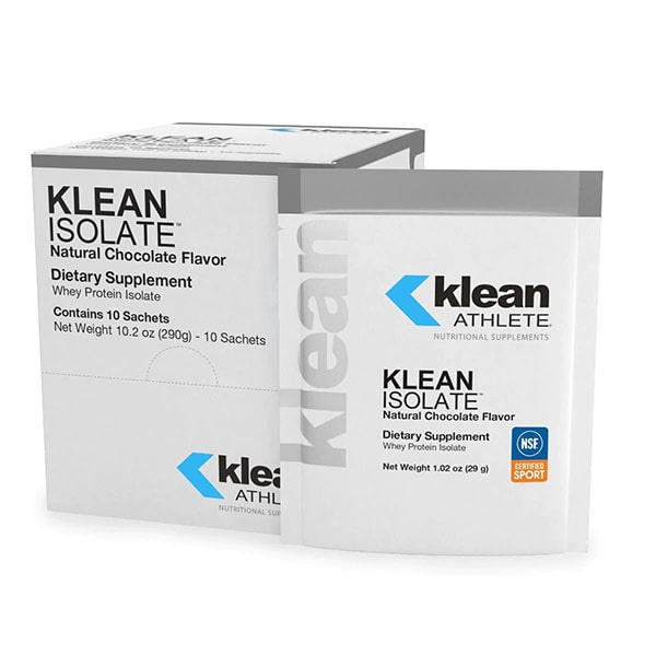 Klean Isolate™ Natural Chocolate Flavor Front View Single Serving Sachets