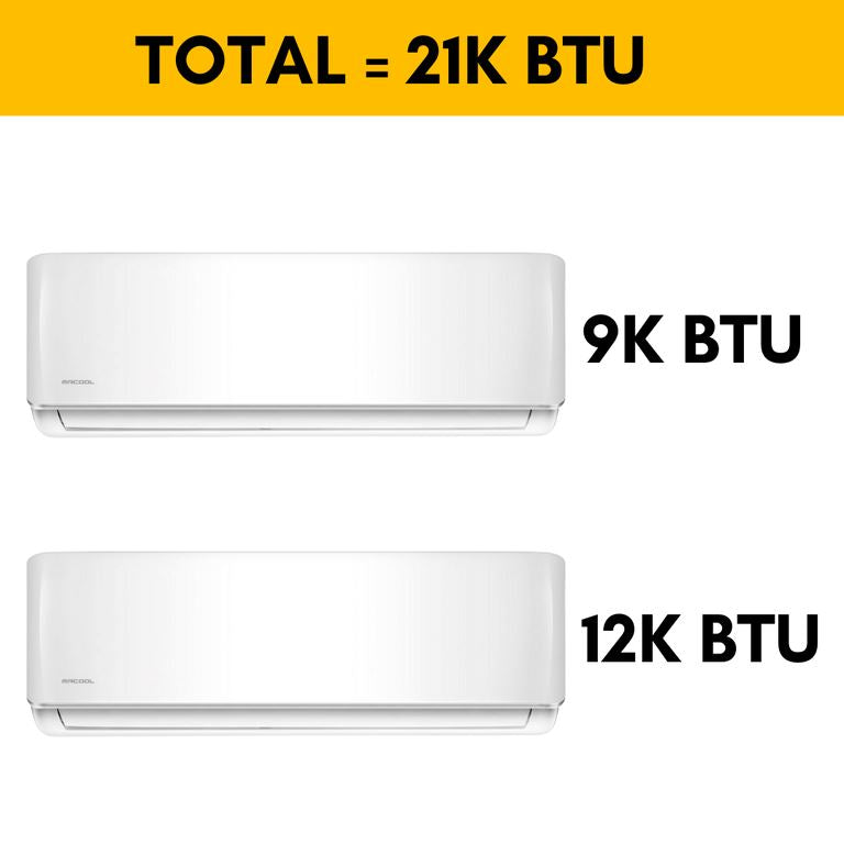 MRCOOL DIY Mini Split - 21,000 BTU 2 Zone Ductless Air Conditioner and Heat Pump with 25 ft. Install Kit, DIYM218HPW01C07