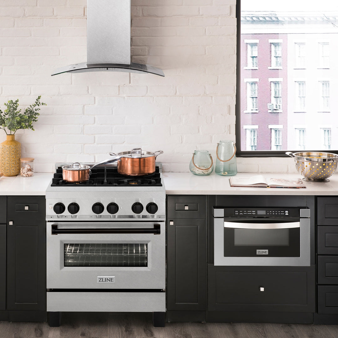 ZLINE Autograph Edition 30 in. 4.0 cu. ft. Dual Fuel Range with Gas Stove and Electric Oven in Fingerprint Resistant Stainless Steel with Accents (RASZ-SN-30)