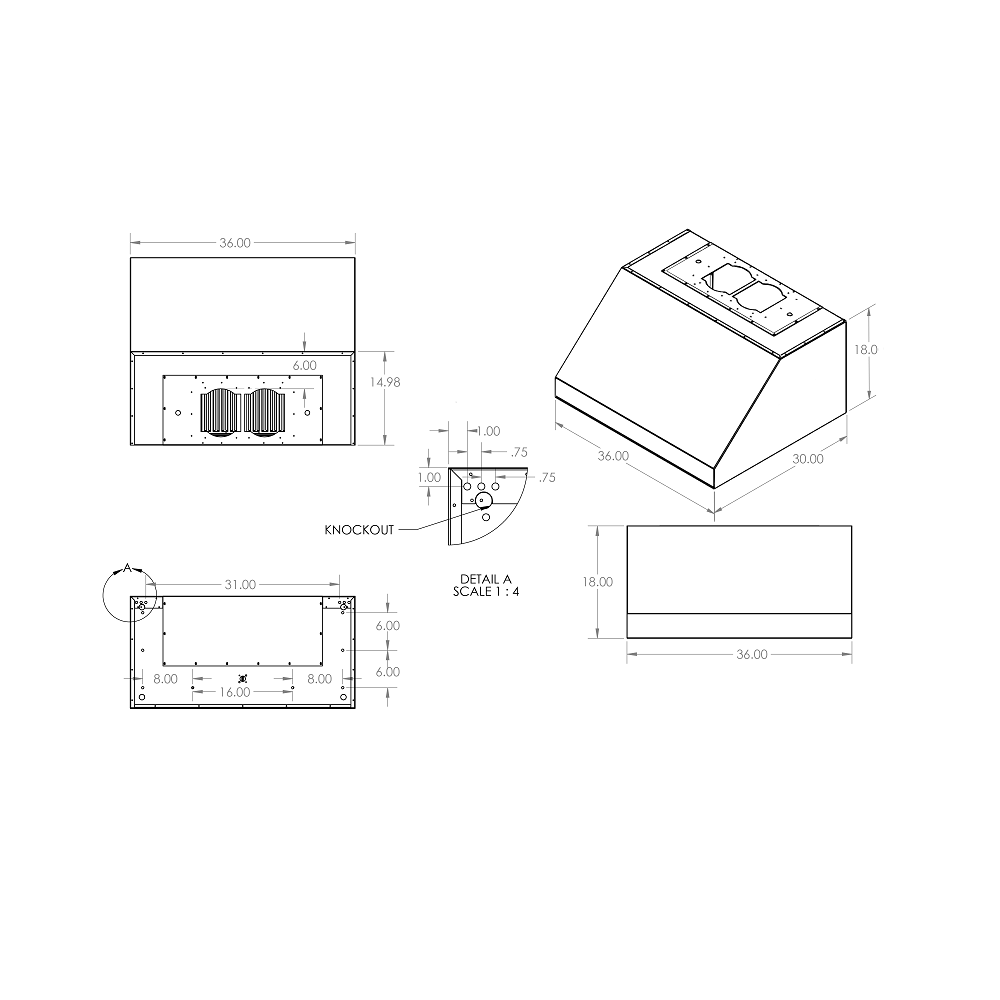 RCS Gas Grills - 36" Vent Hood w/ Fans - RVH36