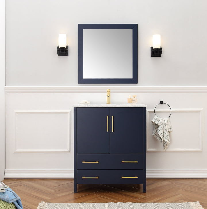 Legion Furniture WA7930 Series 30” Solid Wood Single Sink Vanity with Mirror in Blue