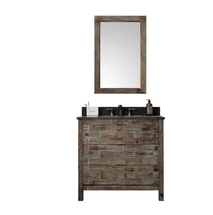 Legion Furniture WH 8636 Series 36” Solid Wood Single Sink Vanity in Brown Rustic with Moon Stone Top
