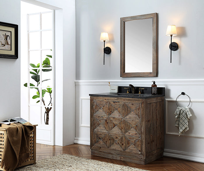 Legion Furniture WH8736 Series 36” Solid Wood Single Sink Vanity in Brown Rustic with Moon Stone Top