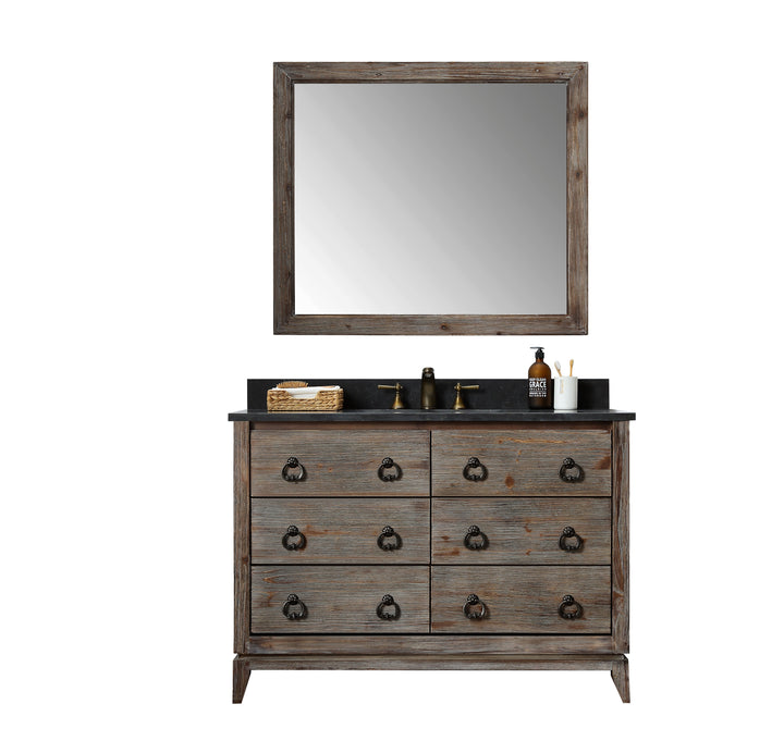 Legion Furniture WH8848 Series 48” Solid Wood Single Sink Vanity in Brown Rustic with Moon Stone Top
