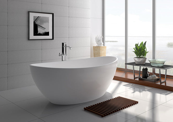 Legion Furniture WJ8643 Series 63” Matt White Solid Surface Bath Tub