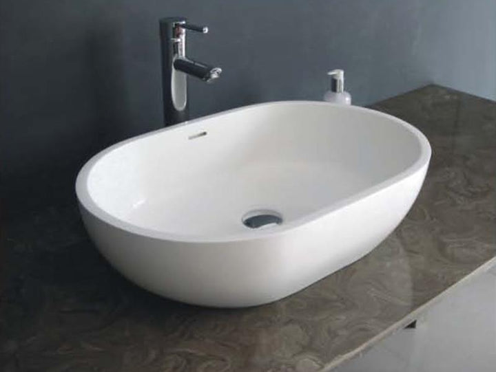 Legion Furniture WJ9034 Series 22.8” Matt White Solid Surface Oval Vessel Sink