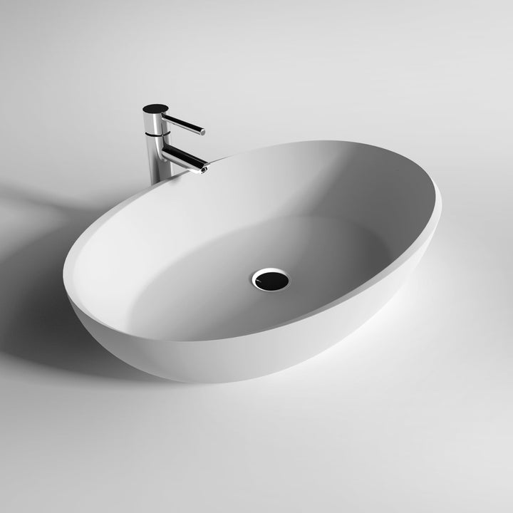 Legion Furniture WJ9077 Series 23.6" Matt White Solid Surface Oval Vessel Sink