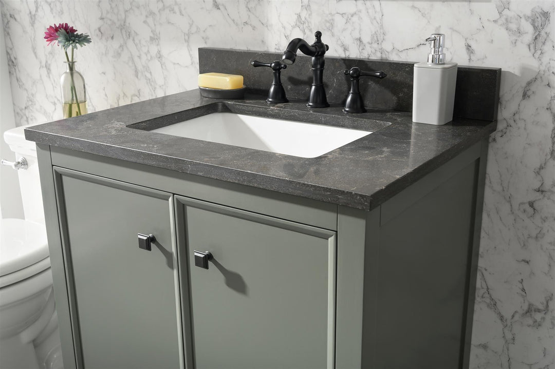 Legion Furniture WLF2130 Series 30" Single Sink Vanity in Pewter Green with Blue Limestone Top