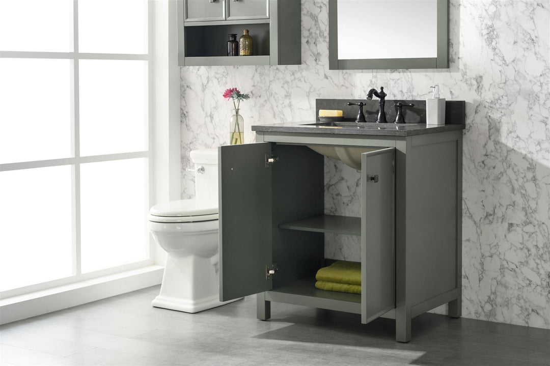 Legion Furniture WLF2130 Series 30" Single Sink Vanity in Pewter Green with Blue Limestone Top