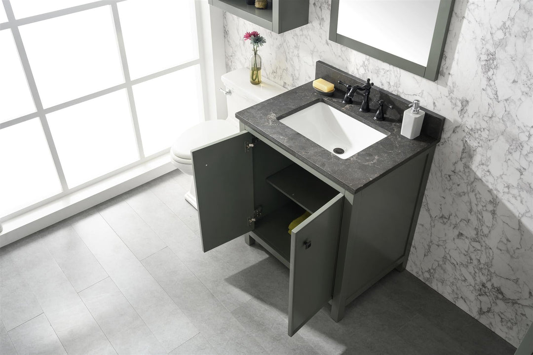 Legion Furniture WLF2130 Series 30" Single Sink Vanity in Pewter Green with Blue Limestone Top