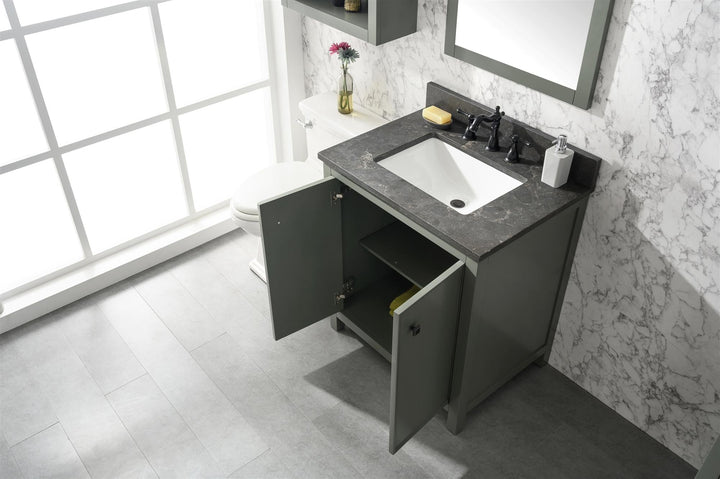 Legion Furniture WLF2130 Series 30" Single Sink Vanity in Pewter Green with Blue Limestone Top