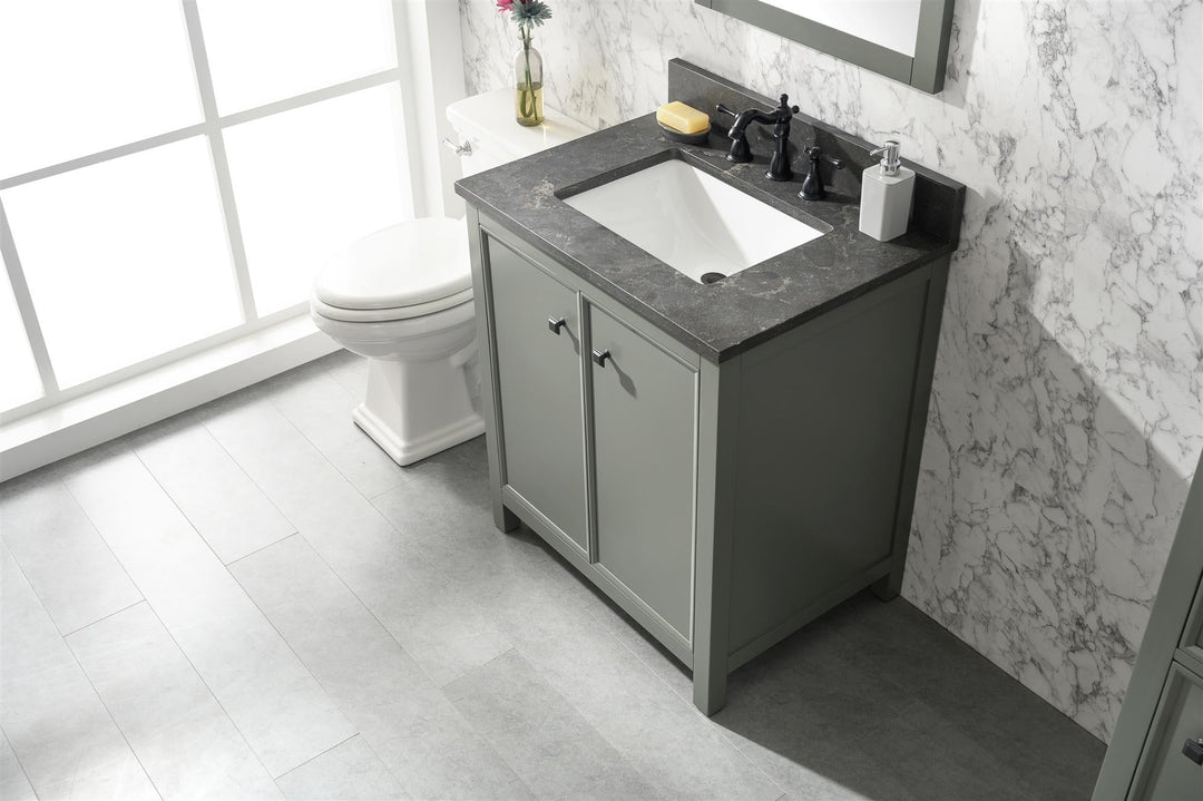 Legion Furniture WLF2130 Series 30" Single Sink Vanity in Pewter Green with Blue Limestone Top