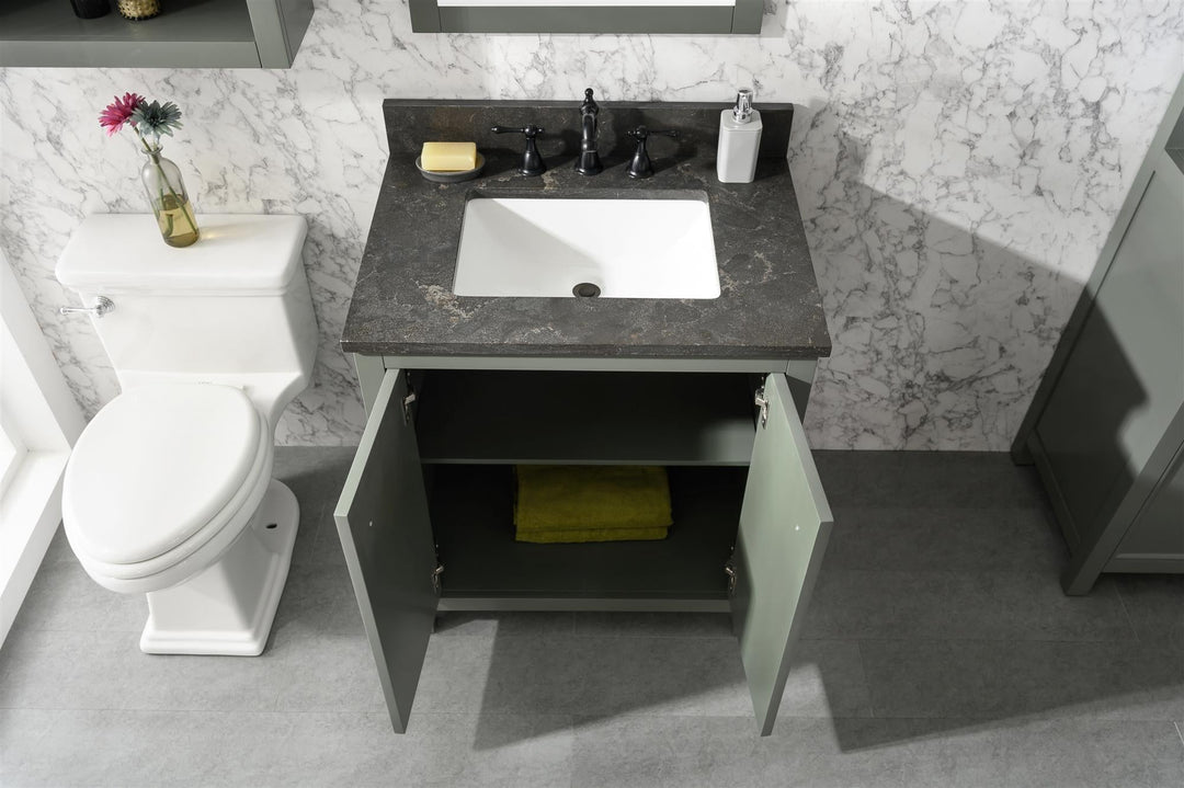 Legion Furniture WLF2130 Series 30" Single Sink Vanity in Pewter Green with Blue Limestone Top