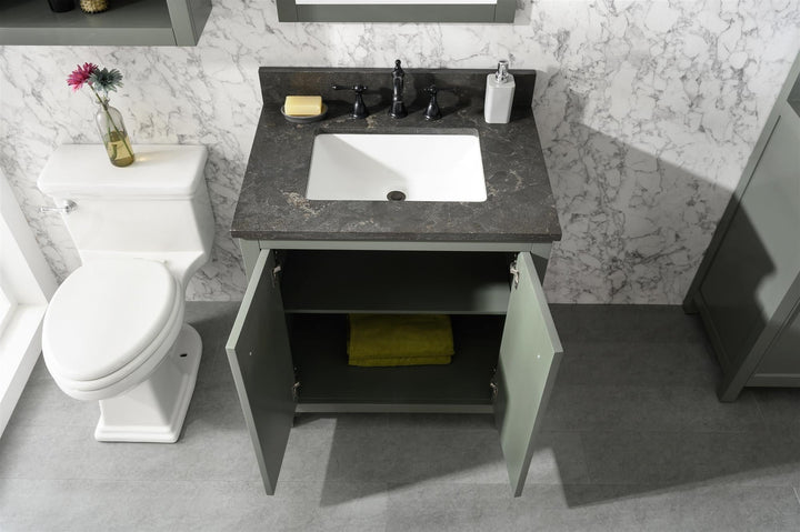 Legion Furniture WLF2130 Series 30" Single Sink Vanity in Pewter Green with Blue Limestone Top