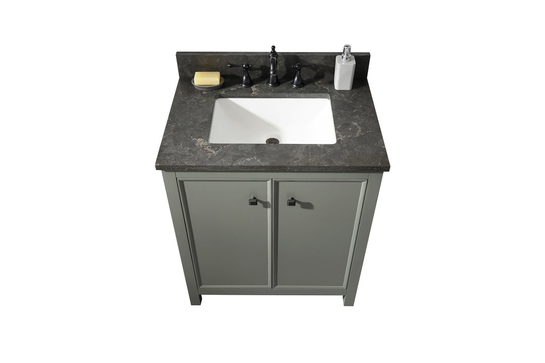 Legion Furniture WLF2130 Series 30" Single Sink Vanity in Pewter Green with Blue Limestone Top