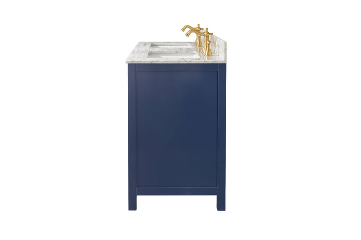 Legion Furniture WLF2154 Series 54” Double Sink Vanity in Blue with Carrara Marble White Top