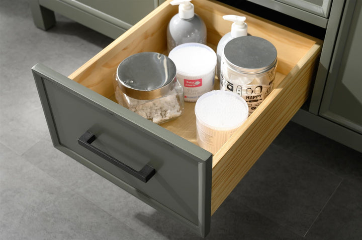 Legion Furniture 54" Pewter Green Finish Double Sink Vanity Cabinet with Blue Lime Stone Top - WLF2154-PG