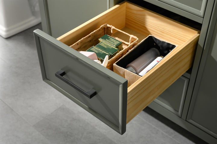 Legion Furniture 54" Pewter Green Finish Double Sink Vanity Cabinet with Blue Lime Stone Top - WLF2154-PG