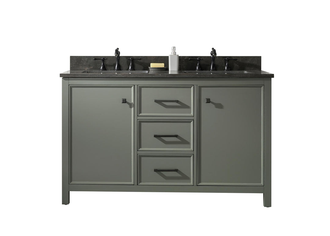 Legion Furniture 54" Pewter Green Finish Double Sink Vanity Cabinet with Blue Lime Stone Top - WLF2154-PG