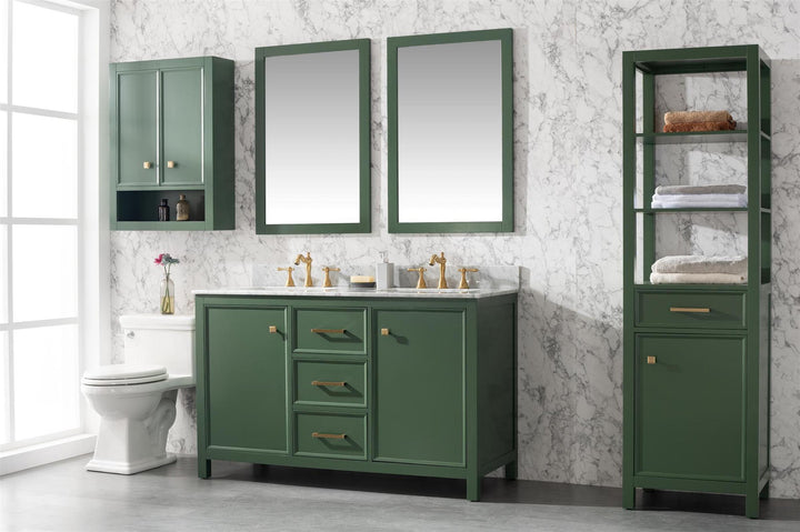 Legion Furniture WLF2154 Series 54” Double Sink Vanity in Vogue Green with Carrara Marble White Top