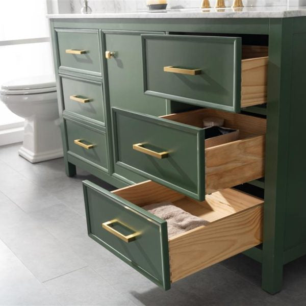 Legion Furniture 60" Vogue Green Finish Single Sink Vanity Cabinet with Carrara White Top - WLF2160S-VG