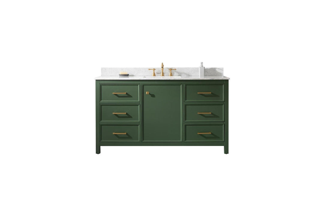 Legion Furniture WLF2160 Series 60" Single Sink Vanity in Vogue Green with Carrara Marble White Top