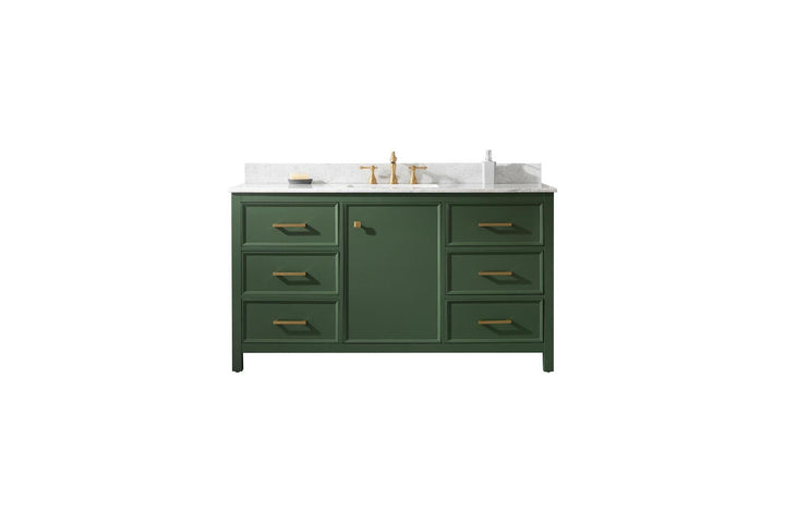 Legion Furniture WLF2160 Series 60" Single Sink Vanity in Vogue Green with Carrara Marble White Top