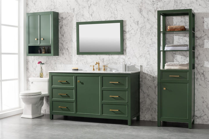 Legion Furniture WLF2160 Series 60" Single Sink Vanity in Vogue Green with Carrara Marble White Top