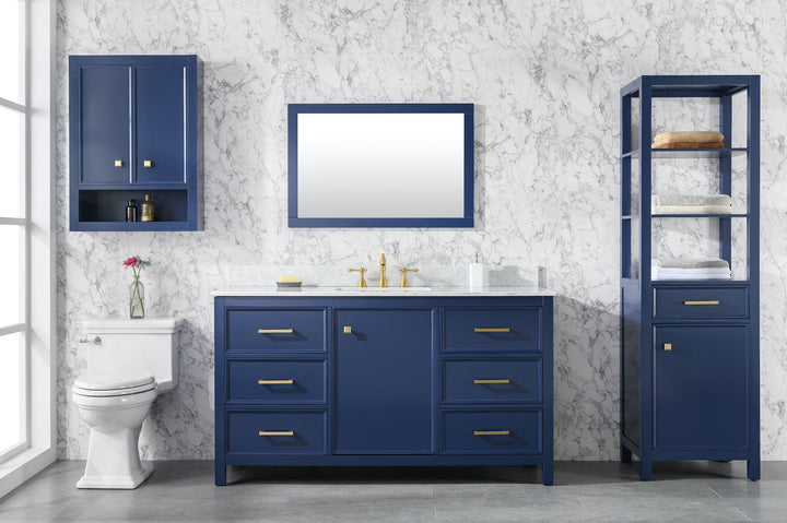 Legion Furniture WLF2160 Series 60" Single Sink Vanity in Blue with Carrara Marble White Top