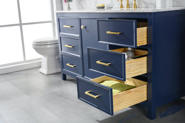 Legion Furniture WLF2160 Series 60" Single Sink Vanity in Blue with Carrara Marble White Top