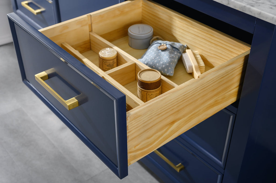 Legion Furniture WLF2160 Series 60" Single Sink Vanity in Blue with Carrara Marble White Top