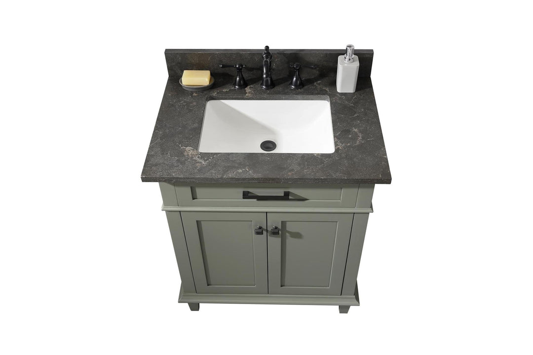 Legion Furniture WLF2230 Series 30" Single Sink Vanity in Pewter Green with Blue Limestone Top