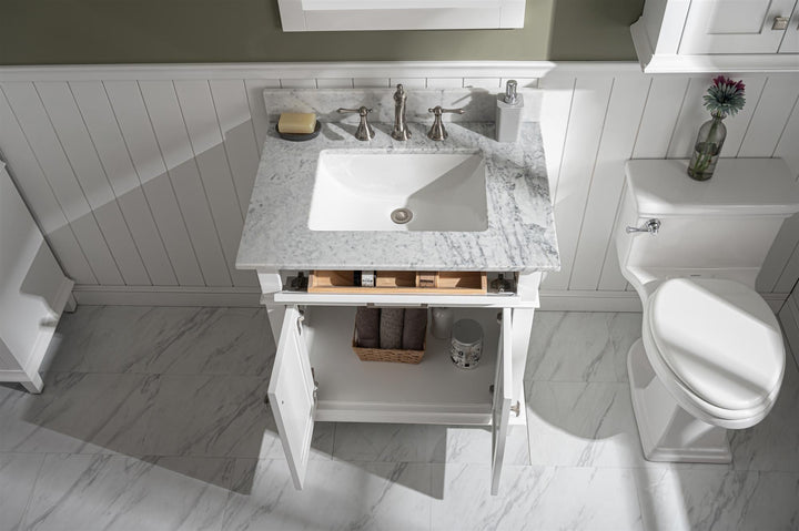 Legion Furniture WLF2230 Series 30" Single Sink Vanity in White with Carrara Marble White Top