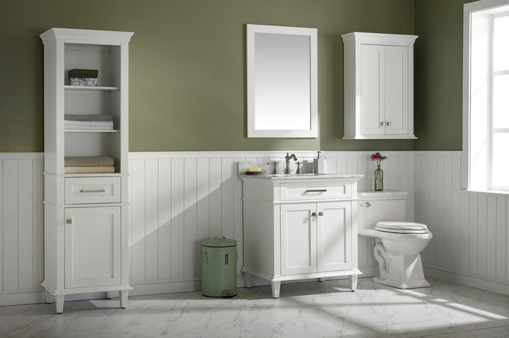 Legion Furniture WLF2230 Series 30" Single Sink Vanity in White with Carrara Marble White Top