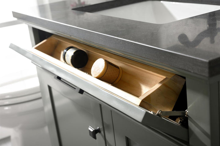 Legion Furniture WLF2236 Series 36” Single Sink Vanity in Pewter Green with Blue Limestone Top