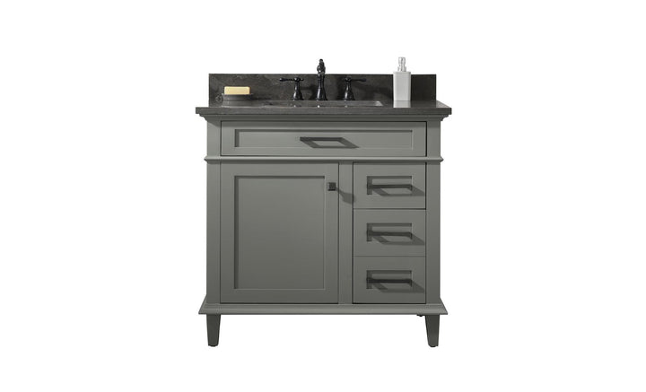 Legion Furniture WLF2236 Series 36” Single Sink Vanity in Pewter Green with Blue Limestone Top