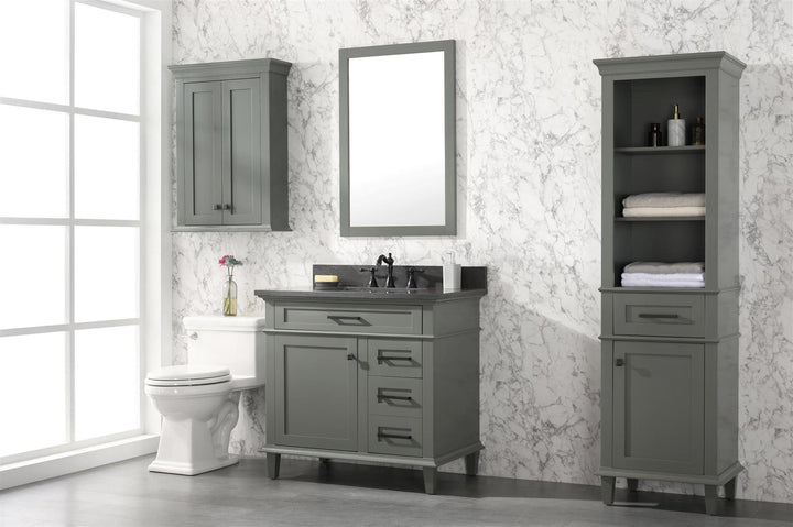 Legion Furniture WLF2236 Series 36” Single Sink Vanity in Pewter Green with Blue Limestone Top