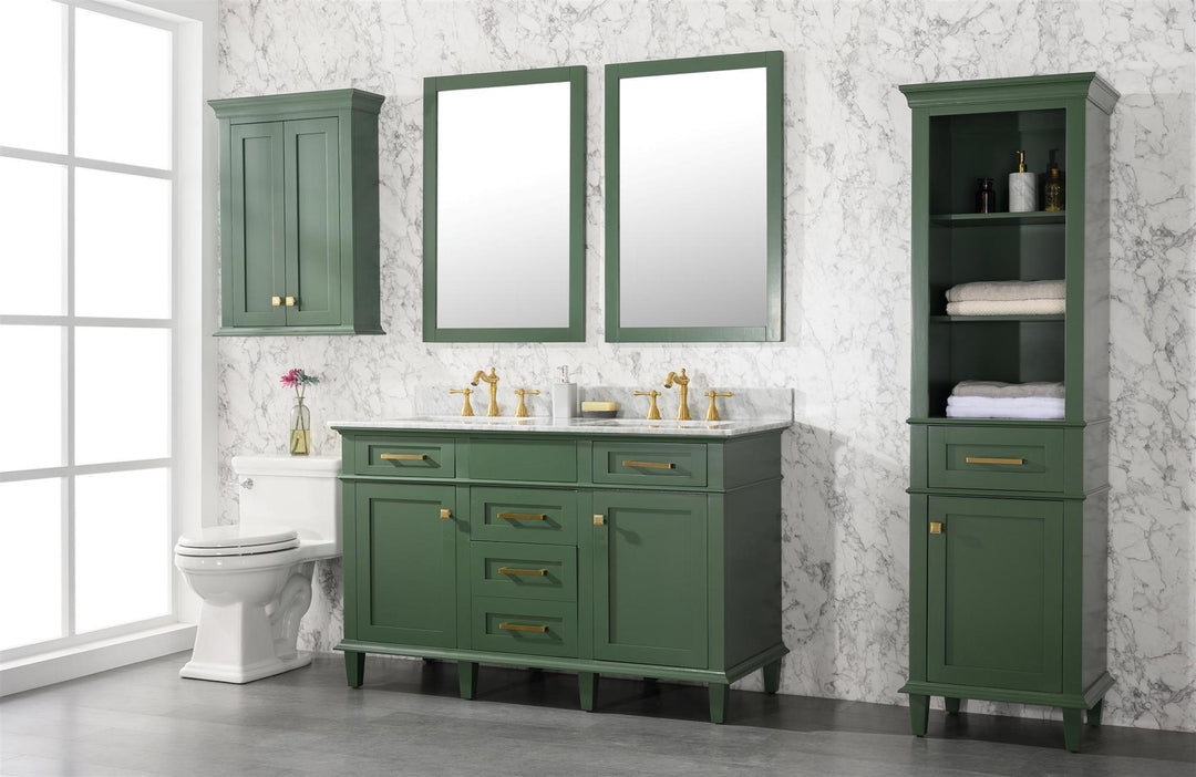 Legion Furniture WLF2254 Series 54” Double Sink Vanity in Vogue Green with Carrara Marble White Top
