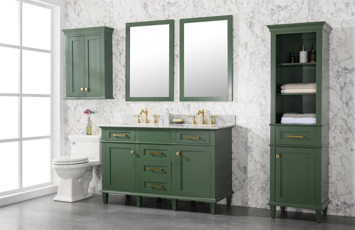 Legion Furniture WLF2254 Series 54” Double Sink Vanity in Vogue Green with Carrara Marble White Top