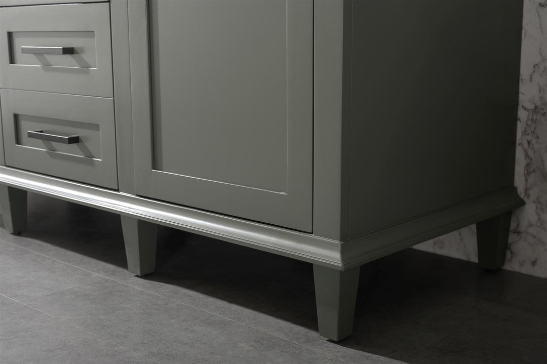 Legion Furniture WLF2260 Series 60” Double Sink Vanity in Pewter Green with Blue Limestone Top