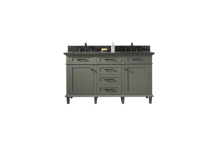 Legion Furniture WLF2260 Series 60” Double Sink Vanity in Pewter Green with Blue Limestone Top